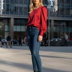 Express dark red blouse